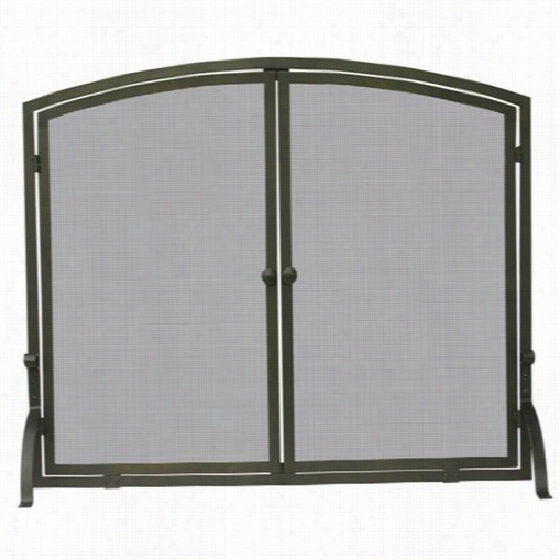 Uniflam Es-1632 33"&uqot;h Single Panel Fireplace Screen In Bronze With Doors