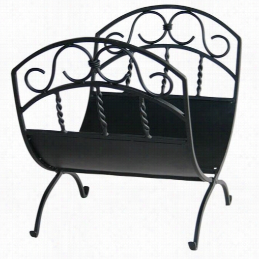 Uniflame W-1035 17""h Wrought Iroon Log Rack In Black With Decorative  Scrolls