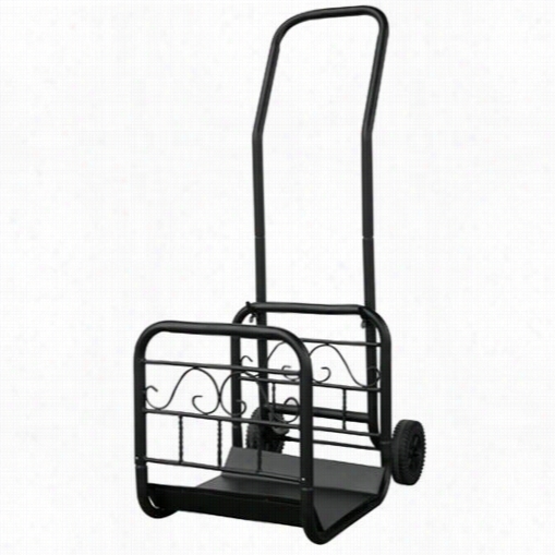 Uniflame W-1058 44-7/1q0uot;"hl Rge Wrought Iron Log Rack  In Black With Wheels And Removable Art