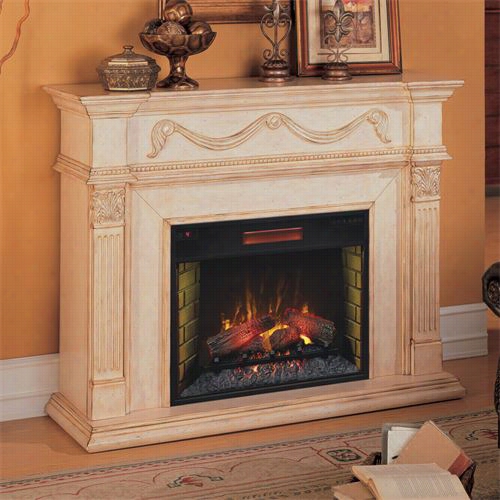 C Lassic Flame 28wm184-t408 Gossamer Infrared Electric Fireplace Mantel Package In Antique Ivory