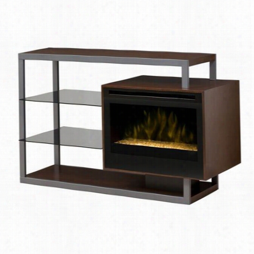 Dipmlex Gdds25g-1307wn Hdaley Medi Console Full Of Fire  Fireplace In Walnut With Two Glass Ember Bed