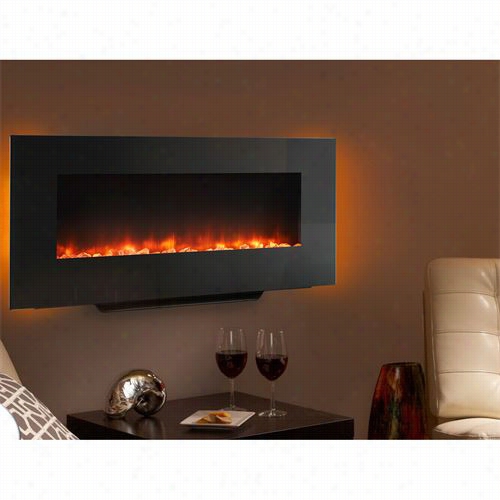 Monessen Sf-wm58-bk 58"" Wall Mount Linear Electtric Fireplace Through  Cclean, Flat Face And Fixed Glass