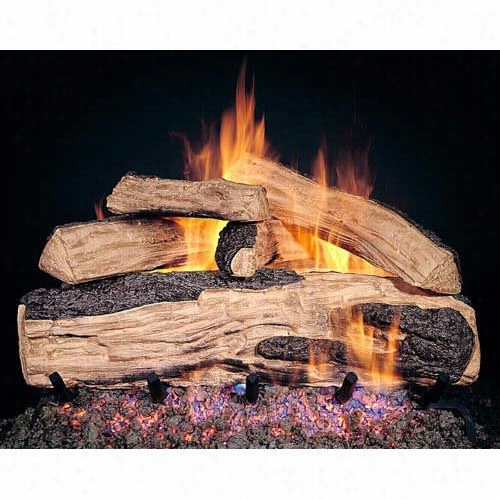 Peterson Real Fyre Hsg45 Ripped Split Oak De Signer Vented Log Set With G45 Triple T Burner