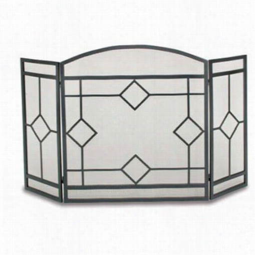 Pilgrim 19232 Art Nouveau Tri Panel Fireplace Screen In Black