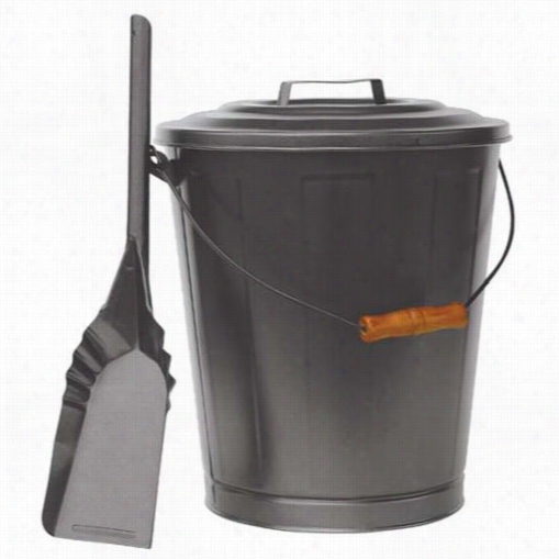 Uniflame C-1724b Ash Bin In Olde World Iron Wi Th L1d And Shovel