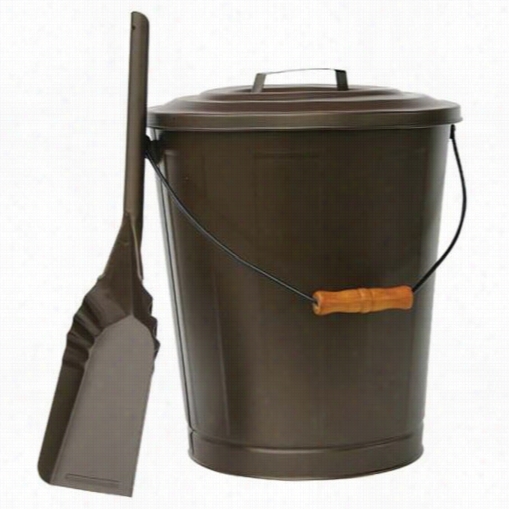 Unflame C-1726b Ash Bin In Bronze With Lid Annd Shovel