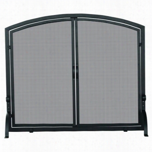 Uniflame S-1062 33""h Medium Sized Single Panel Wrought Iron Screen In Black With Doors