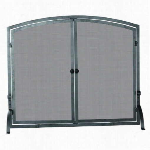 Uniflame S-1146 33""h Medium Sized Single Panel Fireplace Screen In Olde Wolrd Iron With Doors