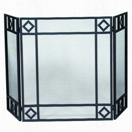 Uniflame S-1194 3 Panel Black Wrou Ght Iron Screen With Diamond Design
