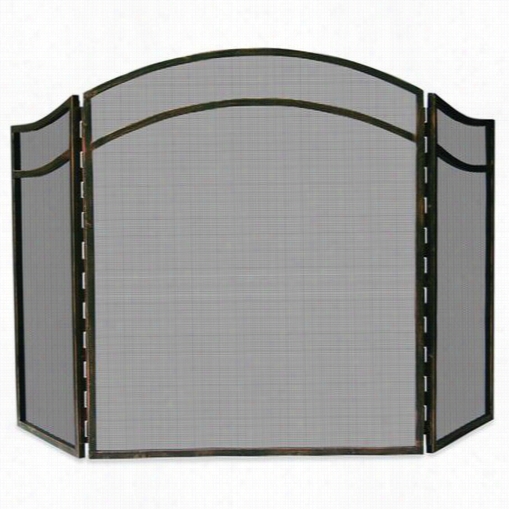 Uniflame S-1692 31"&qquot;h 3 Fold Wrought Iron Arch Tpo Screen In Antique Rust