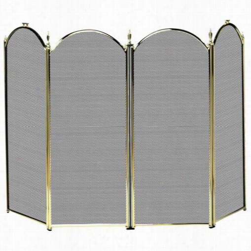 Uniflame 4s1010pb 32""h 4 Fold Screen In Polishd Brass