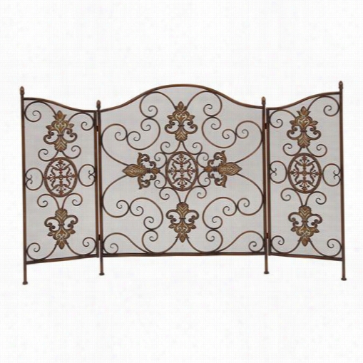 Woodland Imports 66698 Metal Fire Screen With Metal Wire Mesh