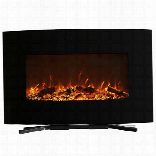 Trademark Fireplaces 80-wsg032 36"" Curved  Color Changing Wall Mount And Floor Stand Fireplace In Black