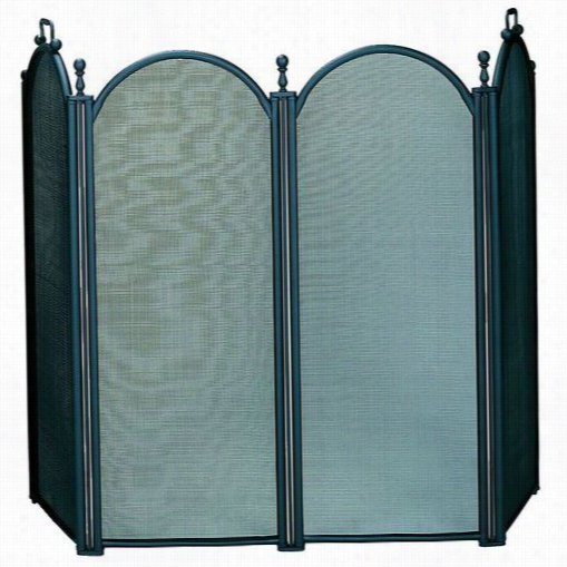 Uniflame S-3650 34""h 4 Fold Large Distance Through The Centre  Screen  In Blackw Ith Woven Ensnare