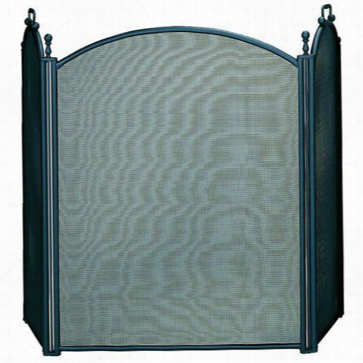 Uniflame S-3652 34"q&uot;h 3 Fold Large Diameter Screen In Black With Woven Mesh