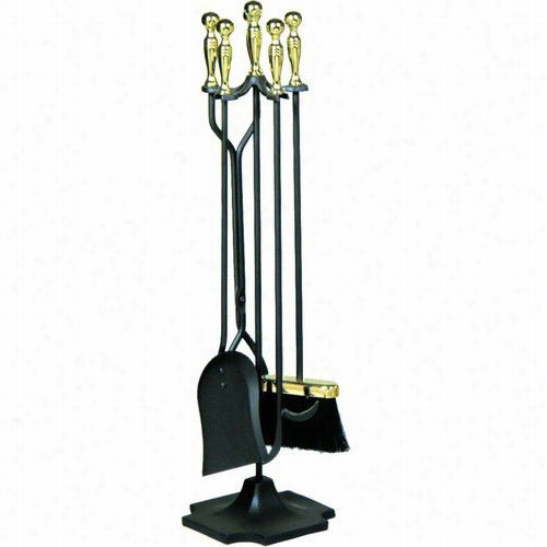 Uniflame T51030pk 31""h 5 Pieces Fireet In Polished Brass And Black