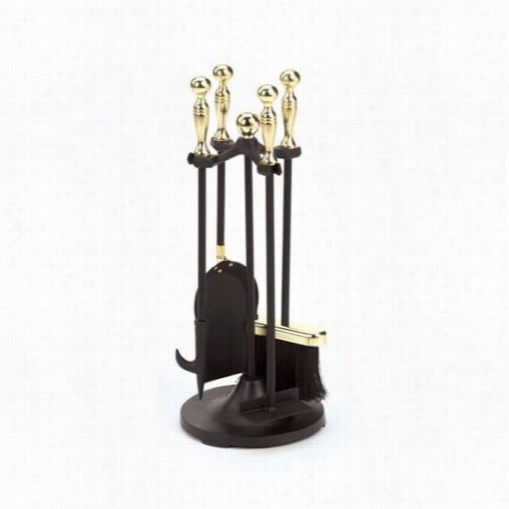 Woodfield 61232 4 Pieces Mini Fireplace Tool Set In Black With Polished Brass Ball Handles