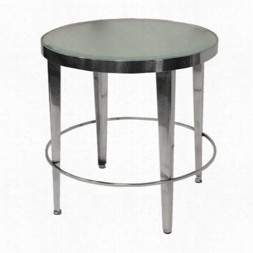 Allan Copley Designs 20602-02 Sarah Round End Table With Frosted Glass Top On Polished Chrome Bsae