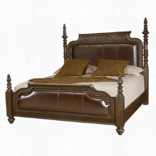 American Drew 41 0-324r Csaalone Queen Upholstered Fou Poster Bed Mi Espresso