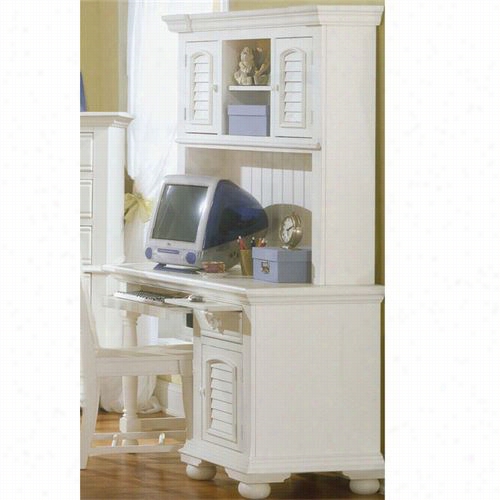 American Woodcrafters 6510-342-6510-546 Cottage Traditions Computer Desk With Hutch In Eggshell White