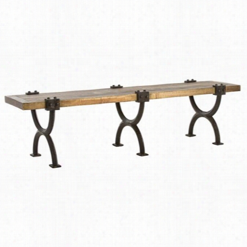 Arteriors Dd2061 Atlas Bench In Aged Brass/natural Iron