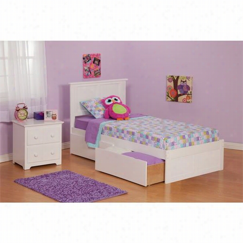 Atlantic Furniture Aar862211 Madison Twin Bed With Flat Panel Footbosrd And 2 Urban Bed Drawers