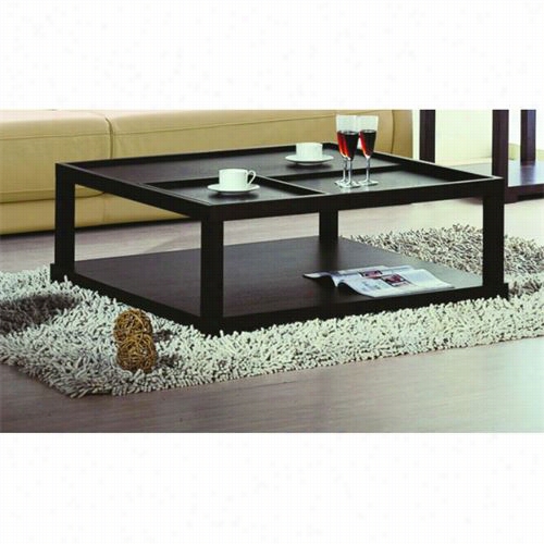 Beverly Hillsfurniture Parson-coffee-table Parson Coffee Atble With Removable Tray In Wenge