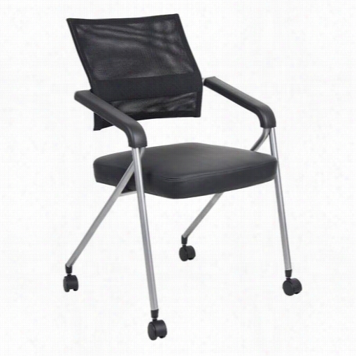 Boss Office Products B1806p-bk-2 Black Mesh Training Chair With Pewter Frame