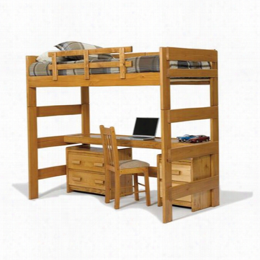 Chelsea Home Furniture 3610009 Loft Bed With Desk Top In Honey