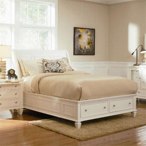 Coaster Furniture 201309kw Sandy Beach California King Sleigh Bed In White With Footboard Storage