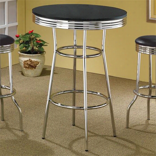 Coaster Furniture 2405 Cleveland 50's Soda Jet Bar Table With Black Top