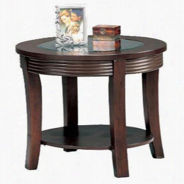 Coaster Furniture 5524 Simpson Round End Table With Glass Top