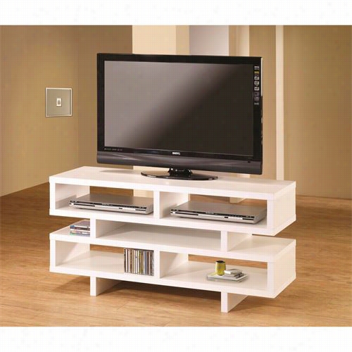 Coaster Frun Iture 700721  Contemplrary Tv Console In White With Open Storage