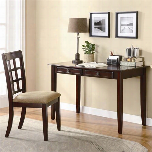 Coaster Furniture 800780 Wood Table Desk With Two Drawers And Desk Chair In Brow