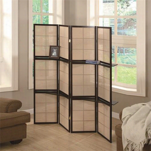Coaster Furnitture 900166 Four Panel Folding Screen With Cappuccino Frame