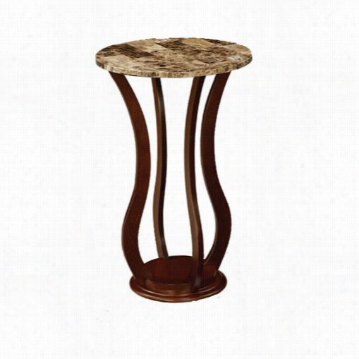 Coasster Furniturd 9000926 Round Marble Top Plant Stand In Cherry