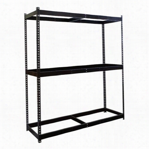 Hallowell Drhc603084-3s-me Rivetwell 60&suoot;"w X 30"&qot;d X 84"&quoot;h 3 Leves Starter Unit Double Rivet Boltless  Shelving In Midnigh Tebony With Center Support - Decking