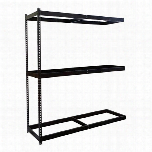 Hallwell Drhc963684-3a-me Rivetwell 96""w X 36""d X 84""h 3 Levels Add-on Unit Double Rivet  Boltless Shelving In Midnight Ebo Ny With Center Support - Decking N