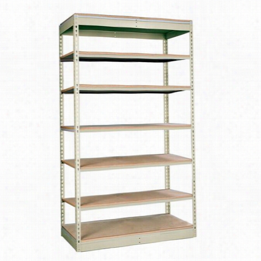 Ha Llowell Srs363084-7sp Rivetwell 36""w X 30""d X 84""h 7 Leevels Starter Unit Single Rivet Boltless Shelving In Parchment - Decking Not Included