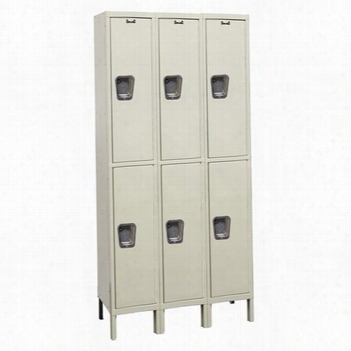 Hlalowell Uy3548-2pt 4 5""w X 24""d X 78""h Douhle Tier 3-wide Knock-downm Aintenance-free Quiet Locker In Parchment