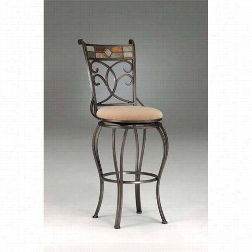 Hillsdale Furniture 4442-830 Pompei Swivel Barstool In Black Gold/slate  Mosaic