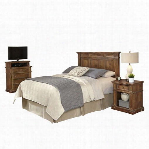 Home Styles 5000-5017 Americaana Vint Age Queen/full Headboard, Night  Stand And Media Chest In Distressed Natural Acacia