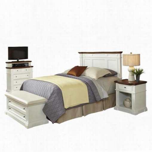 Home Styles 5002-5018 Americana Queen/full Headboard, Night Stand,  Media Box, And Upholsteredb Ench