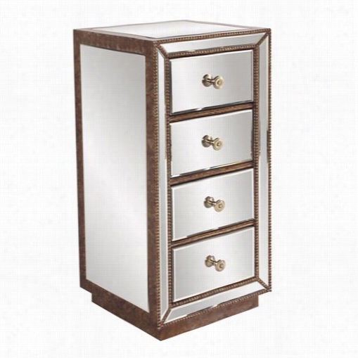 Howard Elliott 99068 Mirrored Cabinet In Mirrored/gold/bronze With Drawers