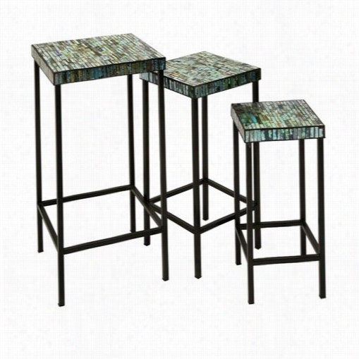 Imax Worldwid E 96104-3 Set Of 3aramis Mosaic Glass Table