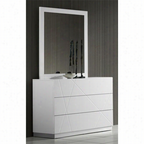 J&m Furniture 17686-dm Naples Dresser And  Mirror In White Lacquer