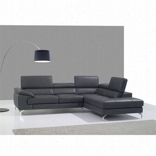 J&&m Furniture 1790613-rhfc Italianl Eathet Right Facing Chaise Sectional In Grey