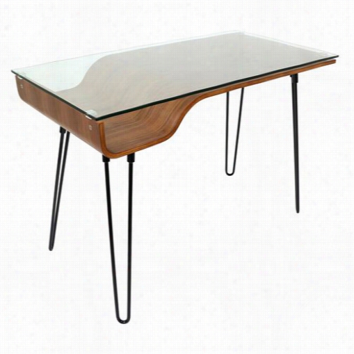 Lumisource Ofd-avery-wl Avery Desk In Walnut/clear/black