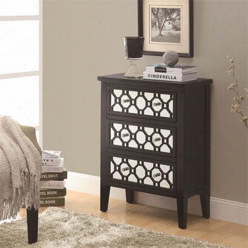 Monarh Specialties 3i828 Contemporary Bombay Chest In Black / Mirror