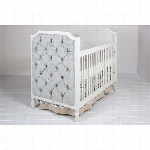 Newport Cottages Npc4950-wh-sil Beverly Crib I Pure Wwith Silver Fabfic Tufted Panels